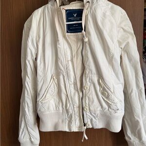 American Eagle Outfitters juniors Off-White Bomber Jacket